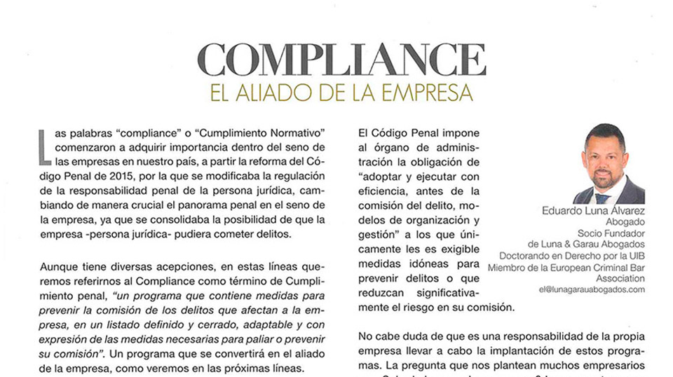 Compliance. Artículo de Eduardo Luna para la Revista Enki